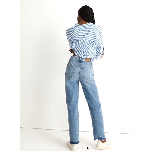 Madewell The Perfect Vintage Straight Jean Knee Rip Edition Size 31 - Picture 6 of 9